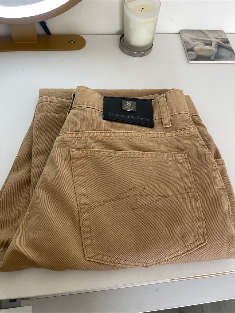 Ermenegildo Zegna Men's Khaki/Tan Cotton Chinos